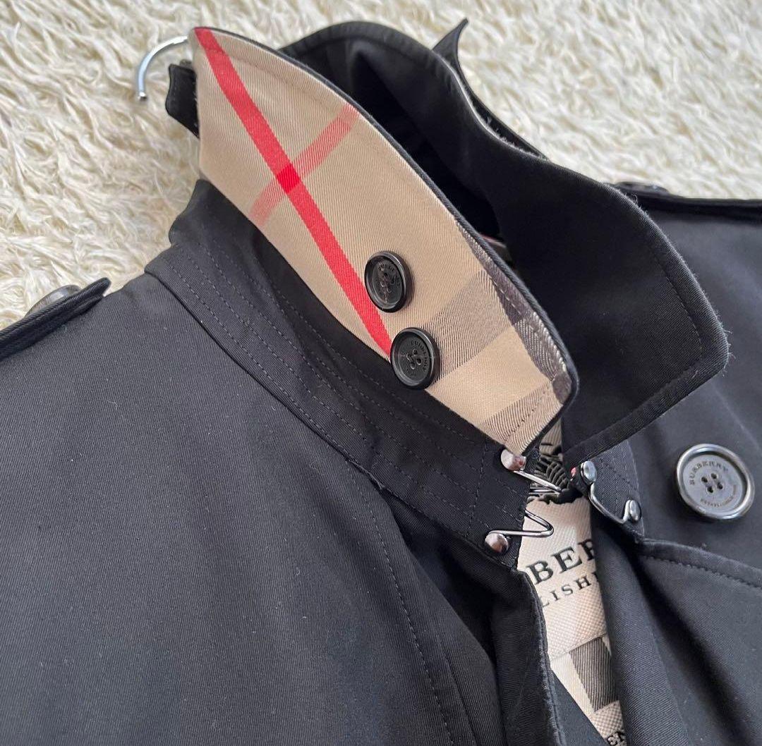 美品✨バーバリー ケンジントン　トレンチコート　ノバチェック　48　M〜L位　黒