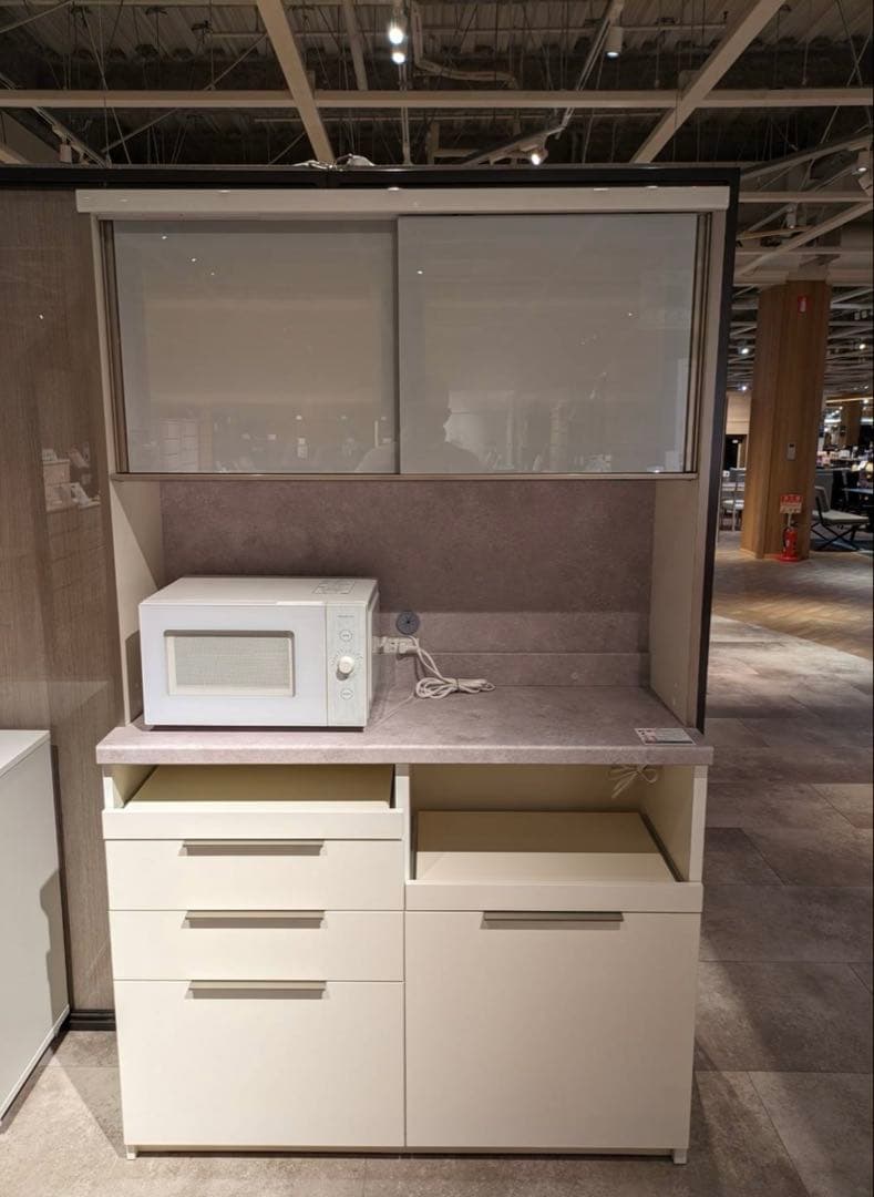 ホワイト キッチンカウンター 食器棚　幅120cm