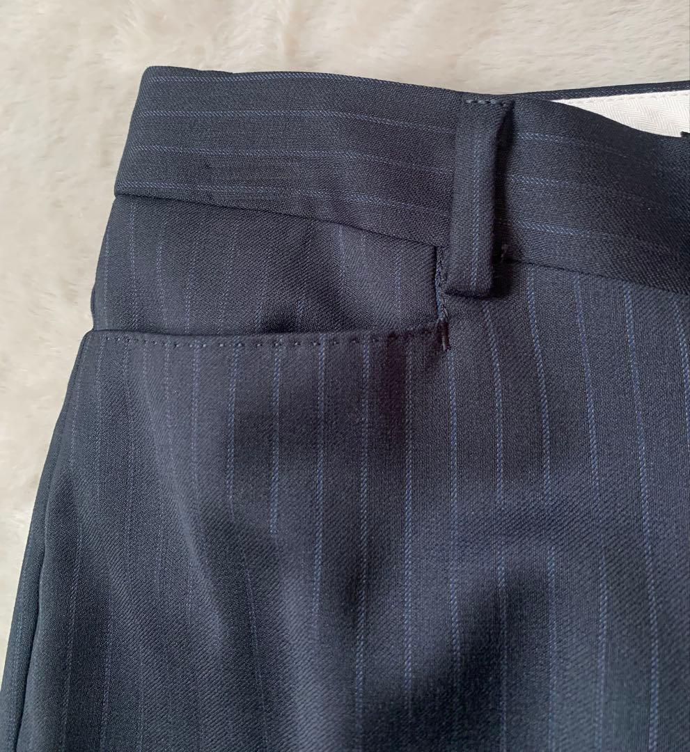 23区　セットアップ　パンツスーツ　ネイビー　ストライプ　総裏　上34下 32