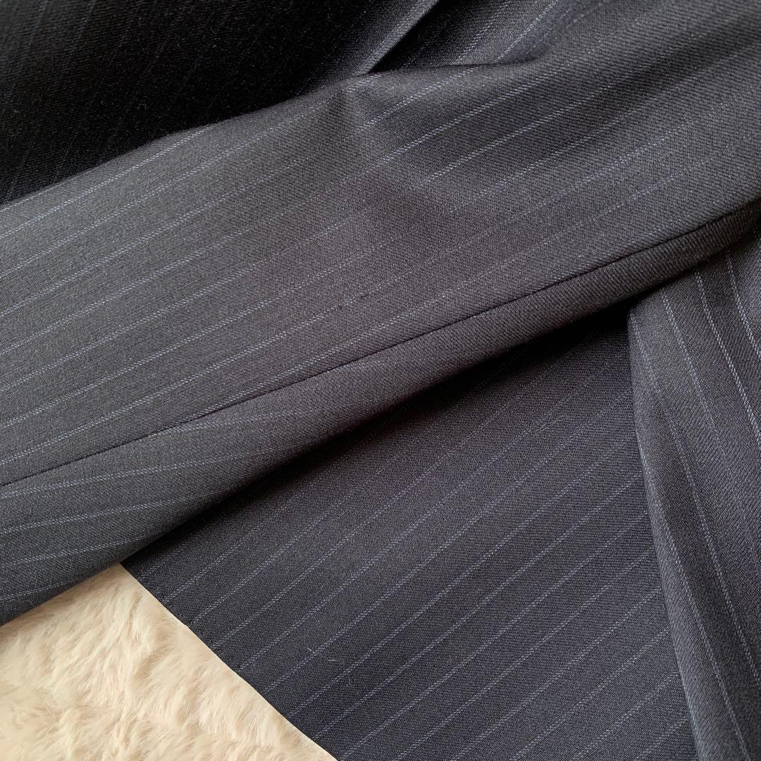 23区　セットアップ　パンツスーツ　ネイビー　ストライプ　総裏　上34下 32