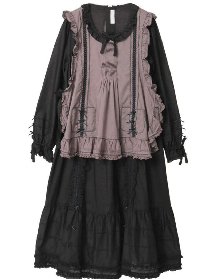 PINK HOUSE タブリエ付きワンピース 黒　新品未使用タグ付