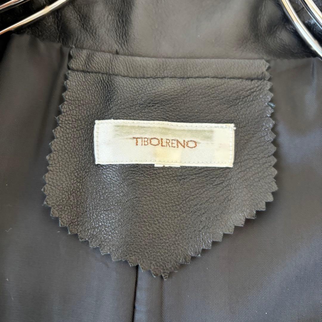 未使用✨スタンドカラー　レザーコート　山羊革　ジップアップ　Aライン L 極美品