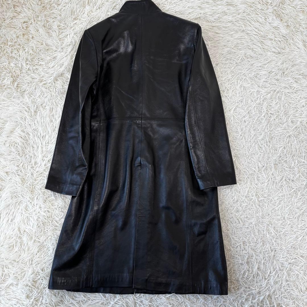 未使用✨スタンドカラー　レザーコート　山羊革　ジップアップ　Aライン L 極美品