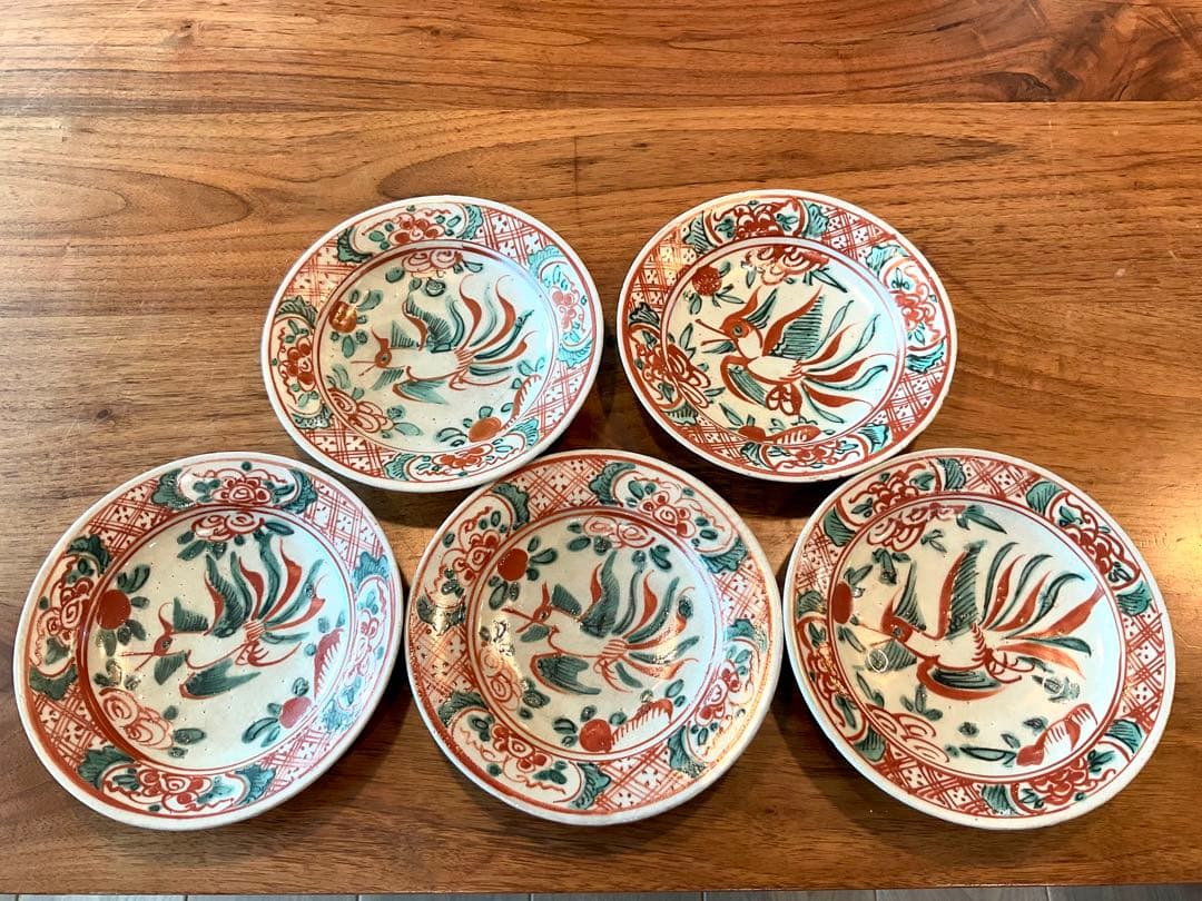 呉須赤絵　鳳凰　小皿　直径15cm 5枚セット
