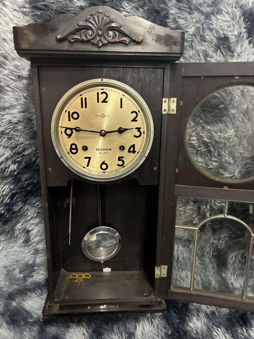 B）SEIKOSHA セイコー社 精工舎 振り子時計　昭和レトロ ゼンマイ式