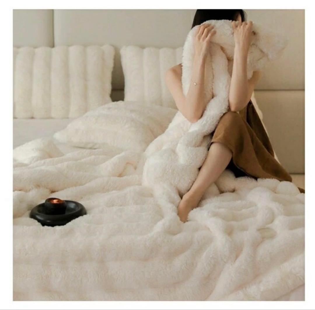 もこもこ毛布 シングル ラグジュアリー 両面 ラビット150×200cm