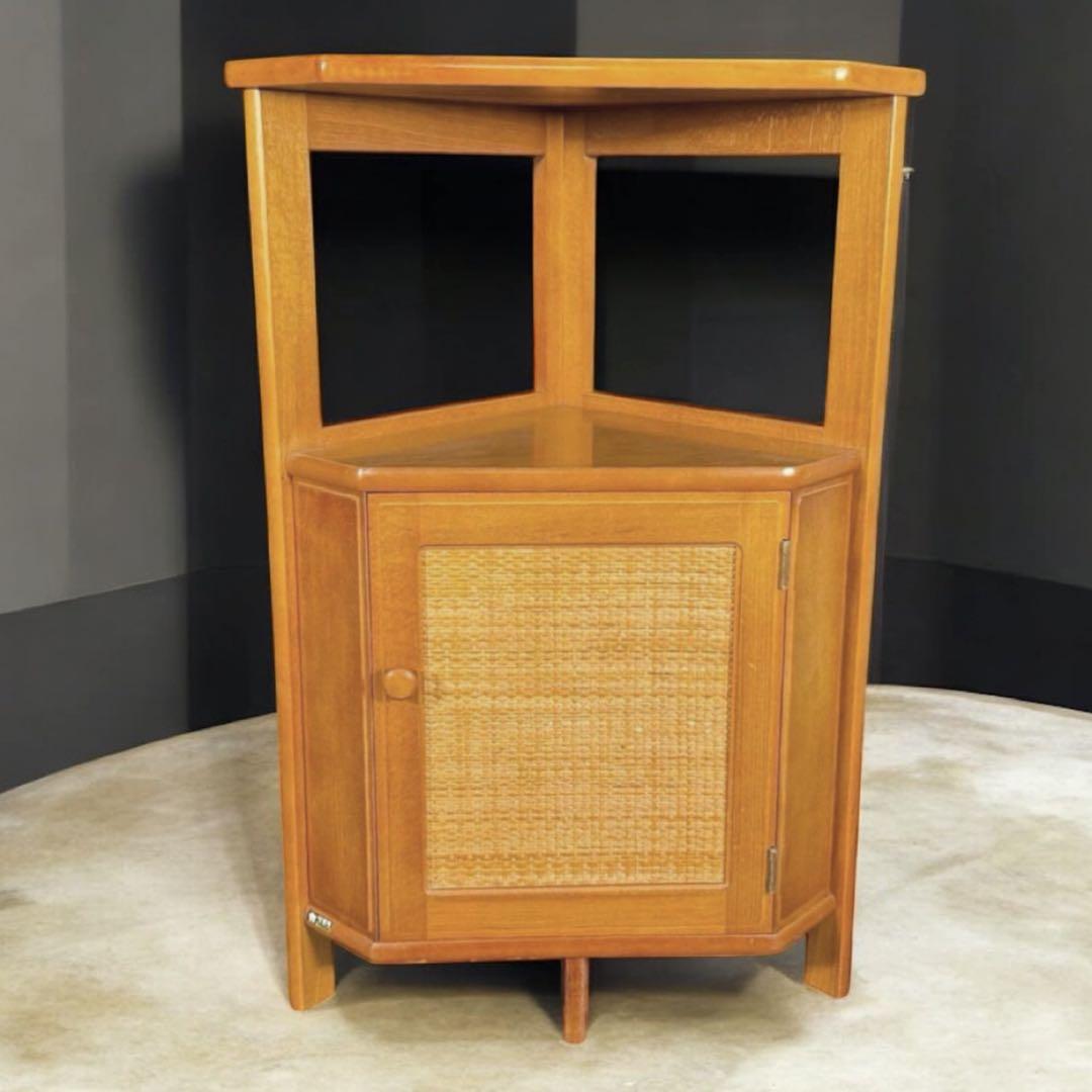 HR643 オールドカリモク　電話台　コンソール　三角コーナーラック