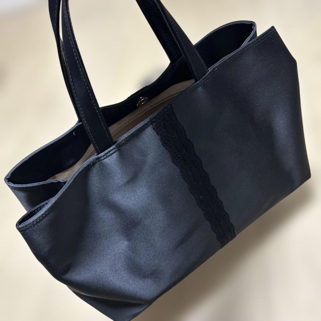 ブラック マザーズバッグ レース装飾付き➕習い事バッグ3点