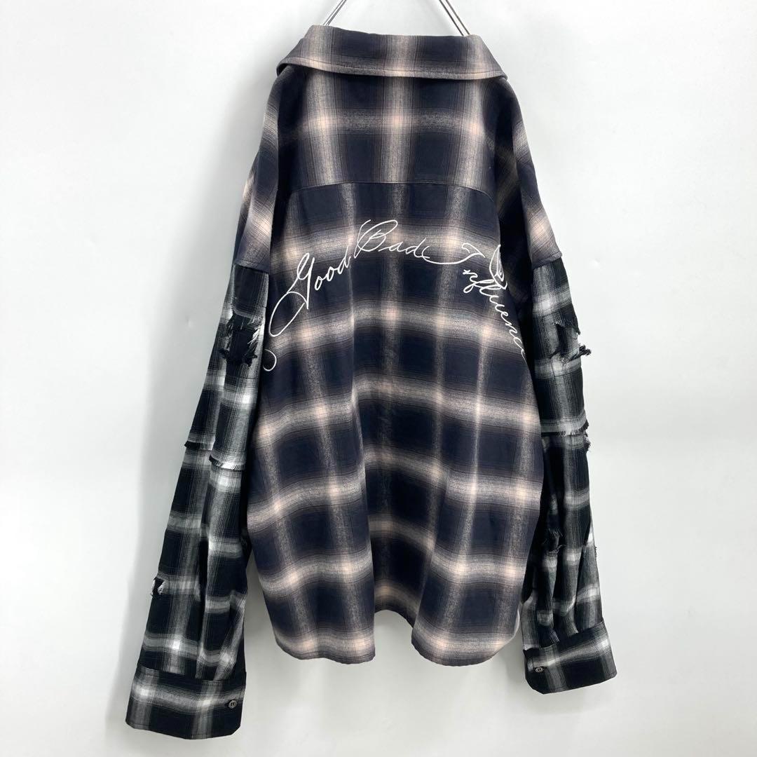 A GOOD BAD INFLUENCE ジップアップオンブレチェックシャツ M