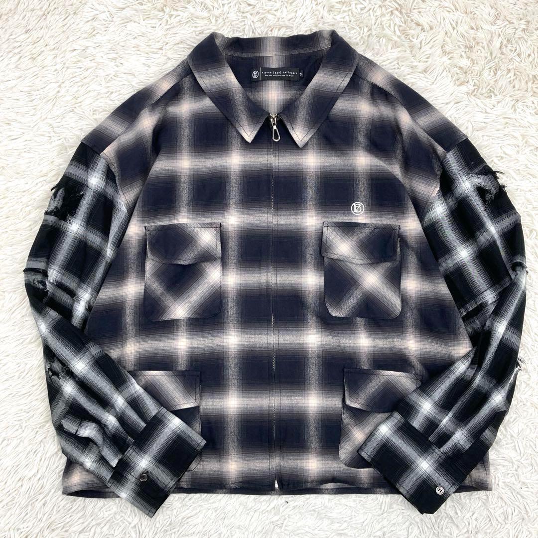 A GOOD BAD INFLUENCE ジップアップオンブレチェックシャツ M