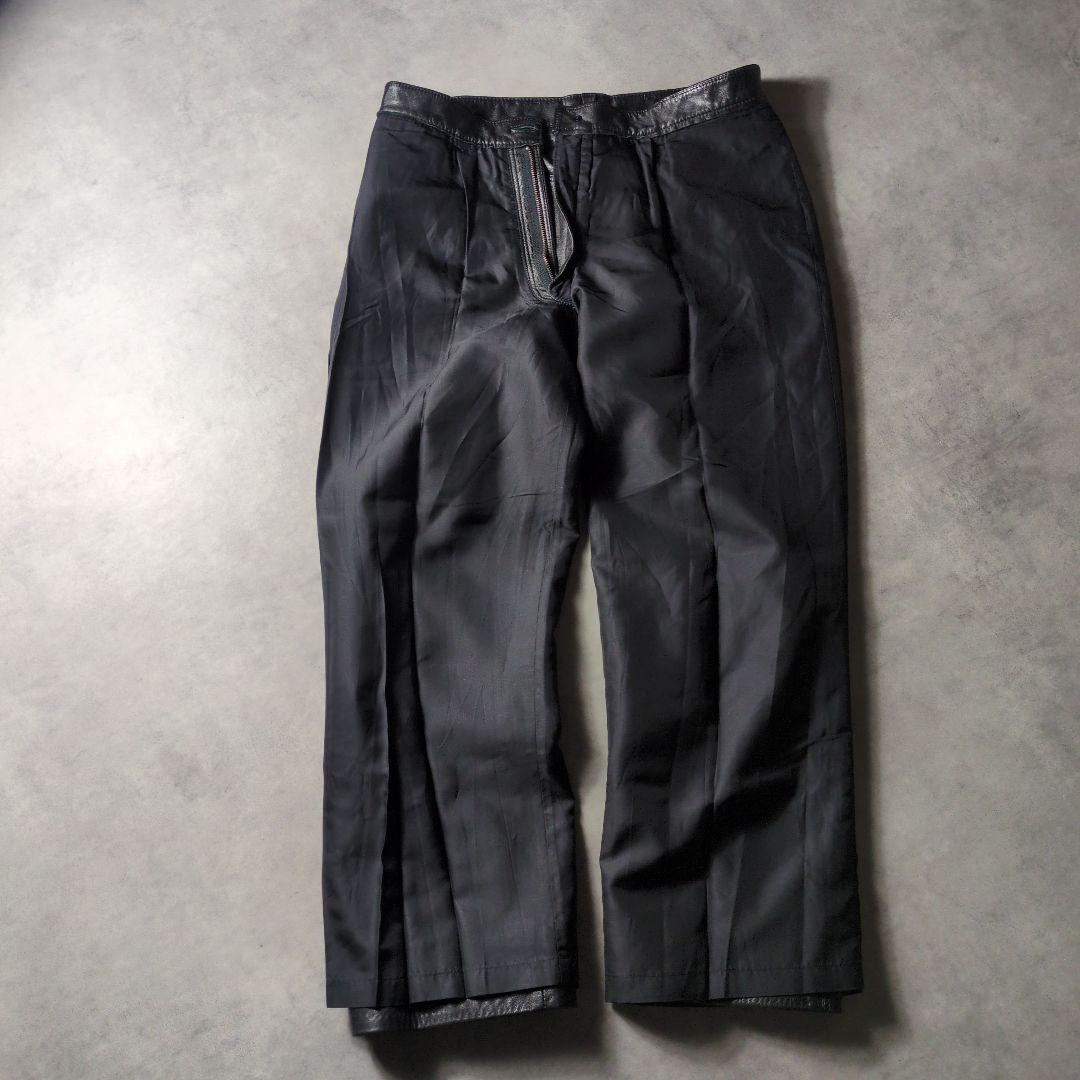 80s 90s ワイド ルーズシルエット 本革 ワンタック レザーパンツ