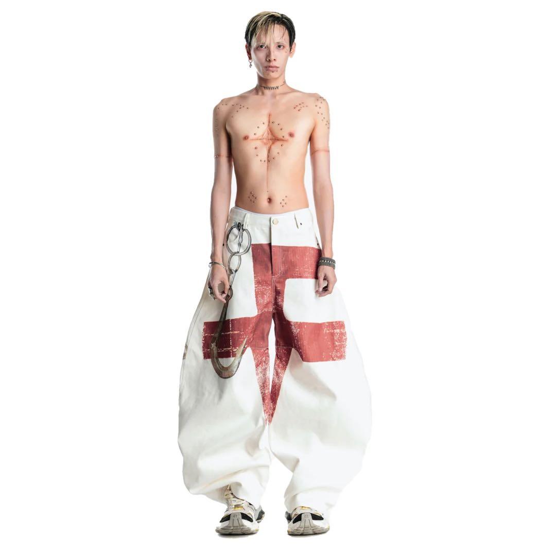 [即日発送]Feng System PRINTED KHAKI PANTS