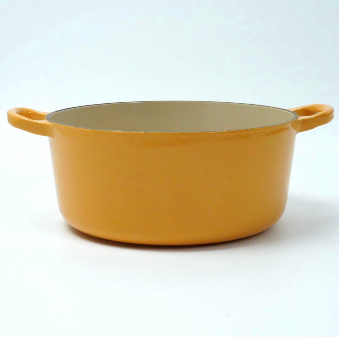 【美品】LE CREUSET　ココット ロンド サフランイエロー　22cm