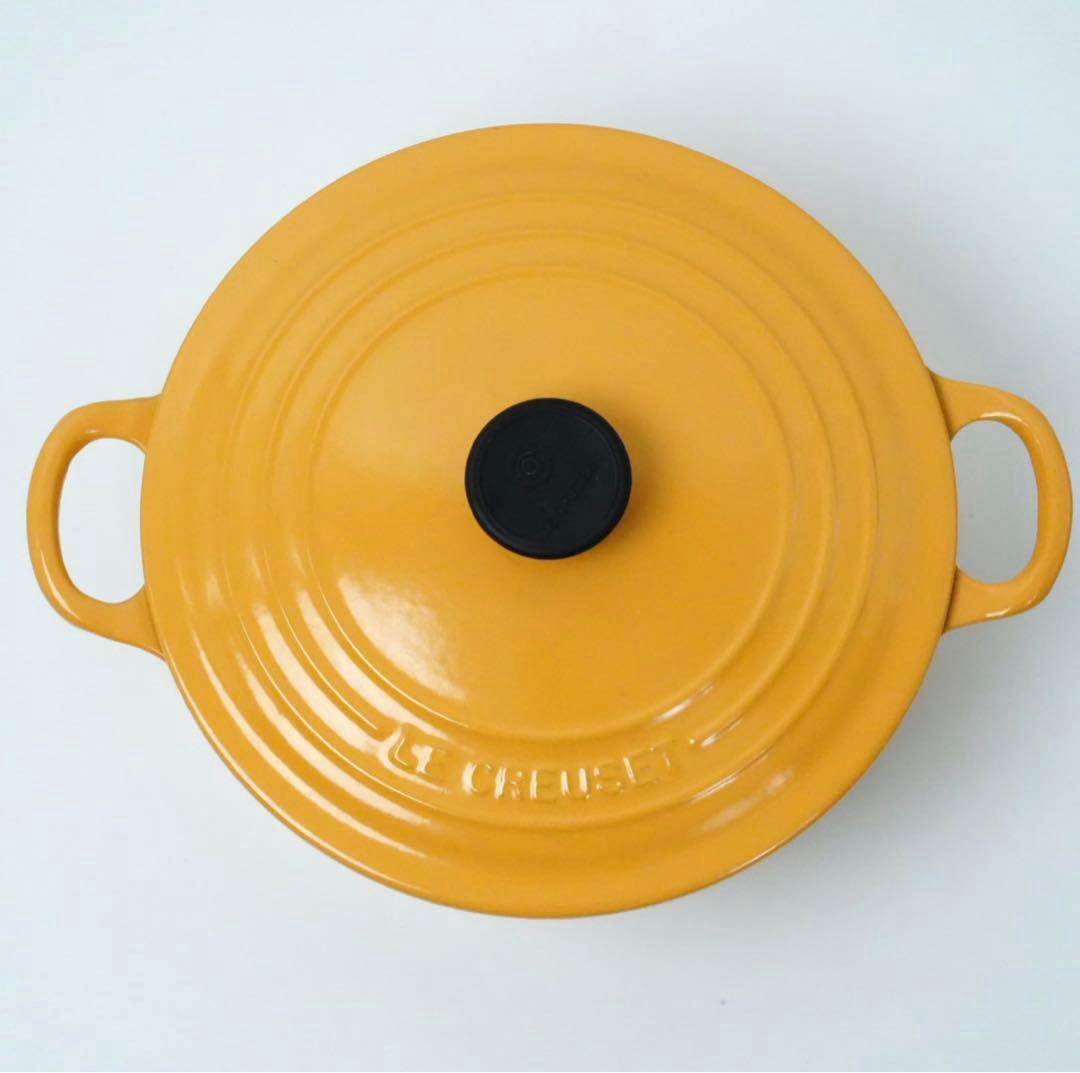 【美品】LE CREUSET　ココット ロンド サフランイエロー　22cm