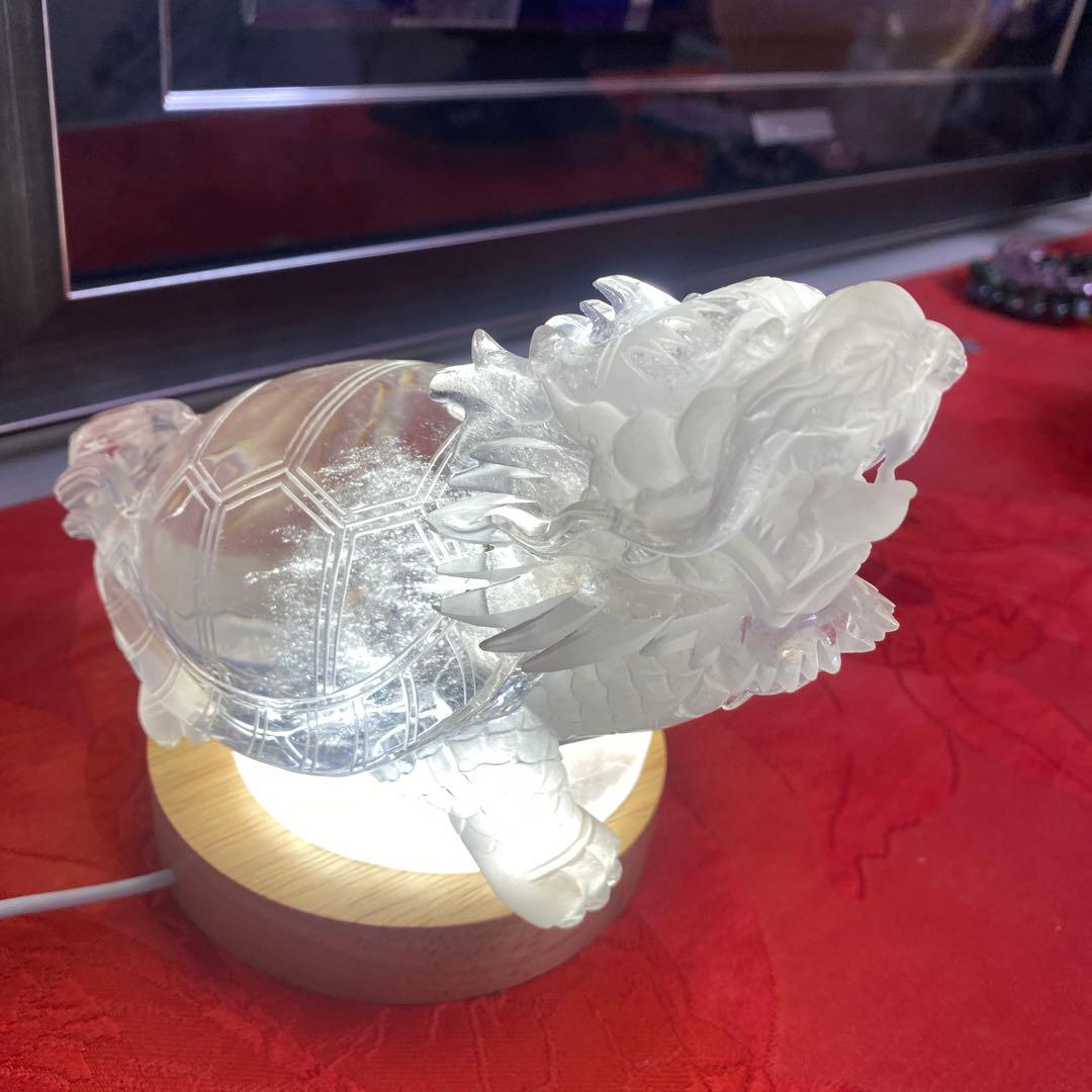 水晶の龍亀　置物