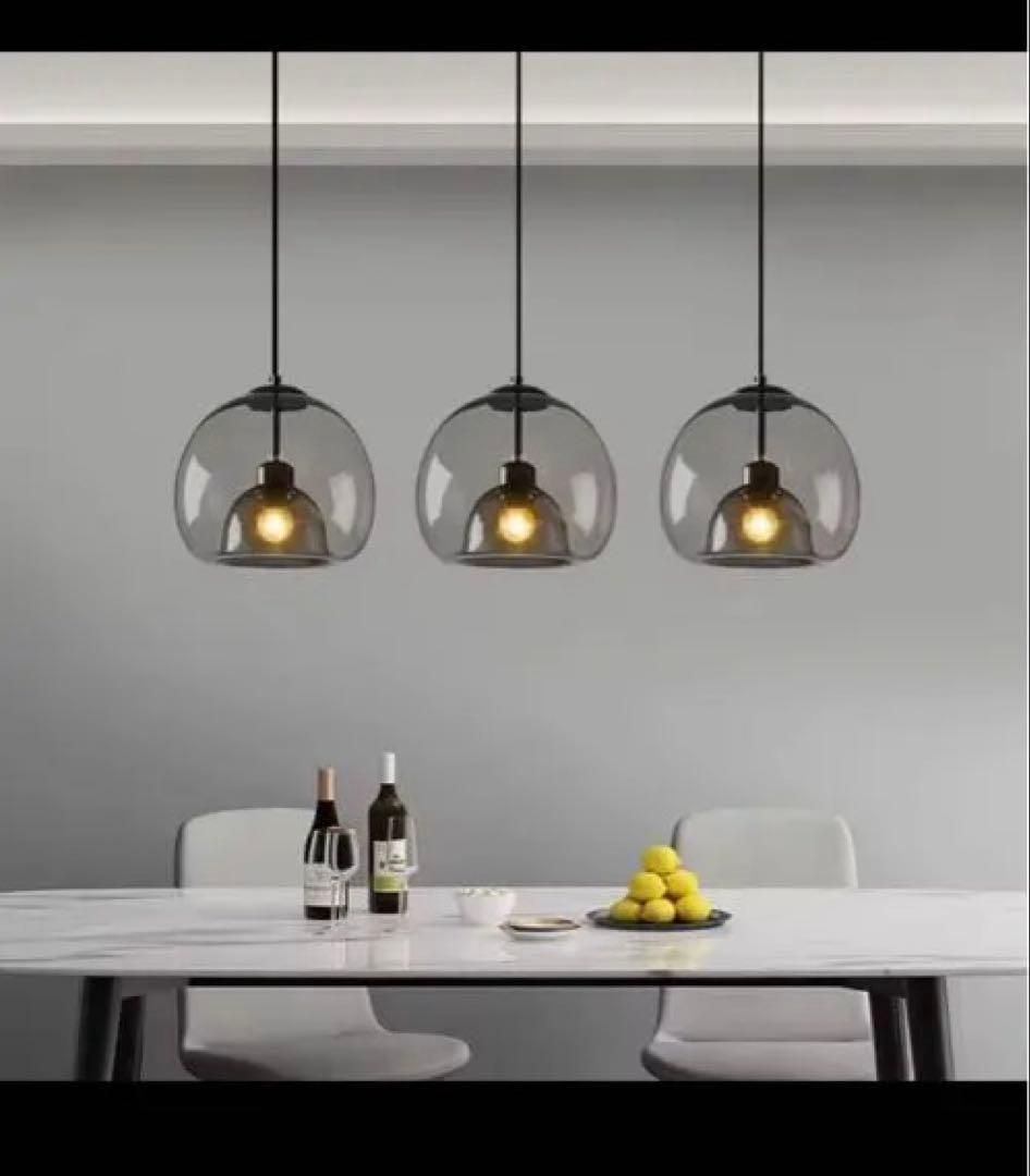 3灯ペンダントライト グレーガラス