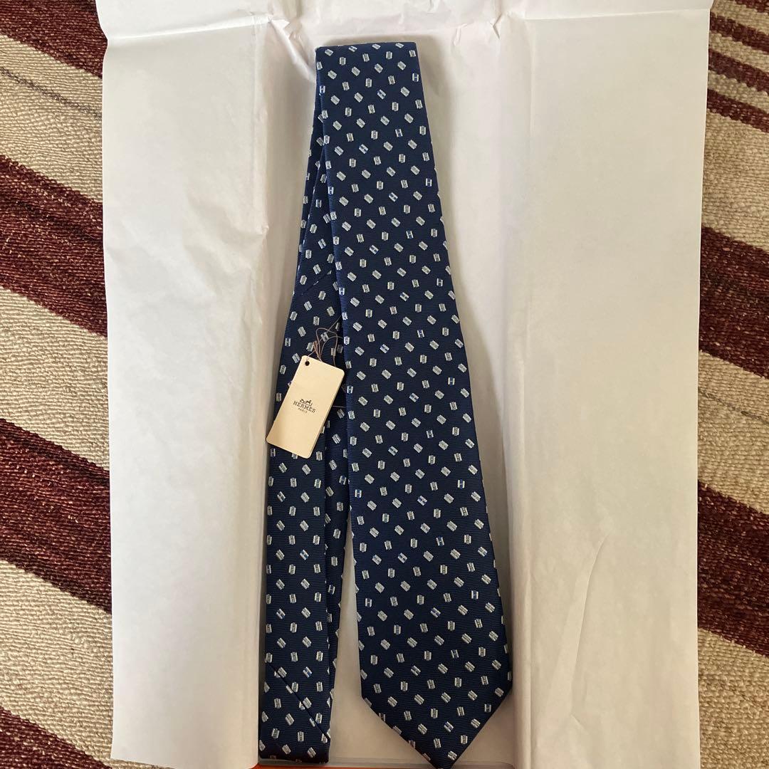 【inter】HERMES ネクタイ　ネイビー