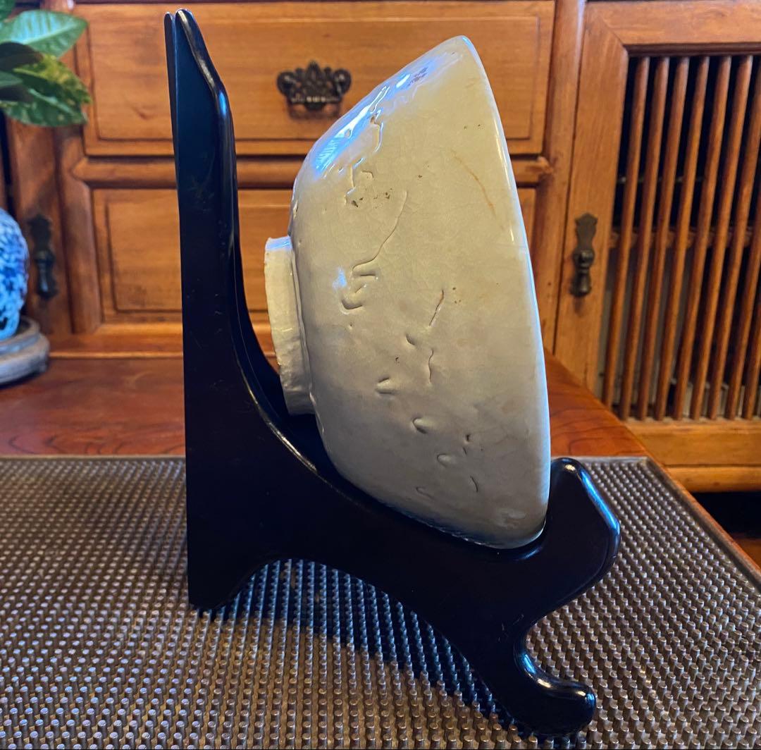 中国汕頭スワトウ　獅子絵皿　鑑賞台付 沈船品ヴィンテージ　レア ・台湾茶器