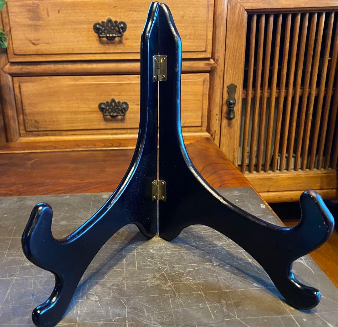 中国汕頭スワトウ　獅子絵皿　鑑賞台付 沈船品ヴィンテージ　レア ・台湾茶器