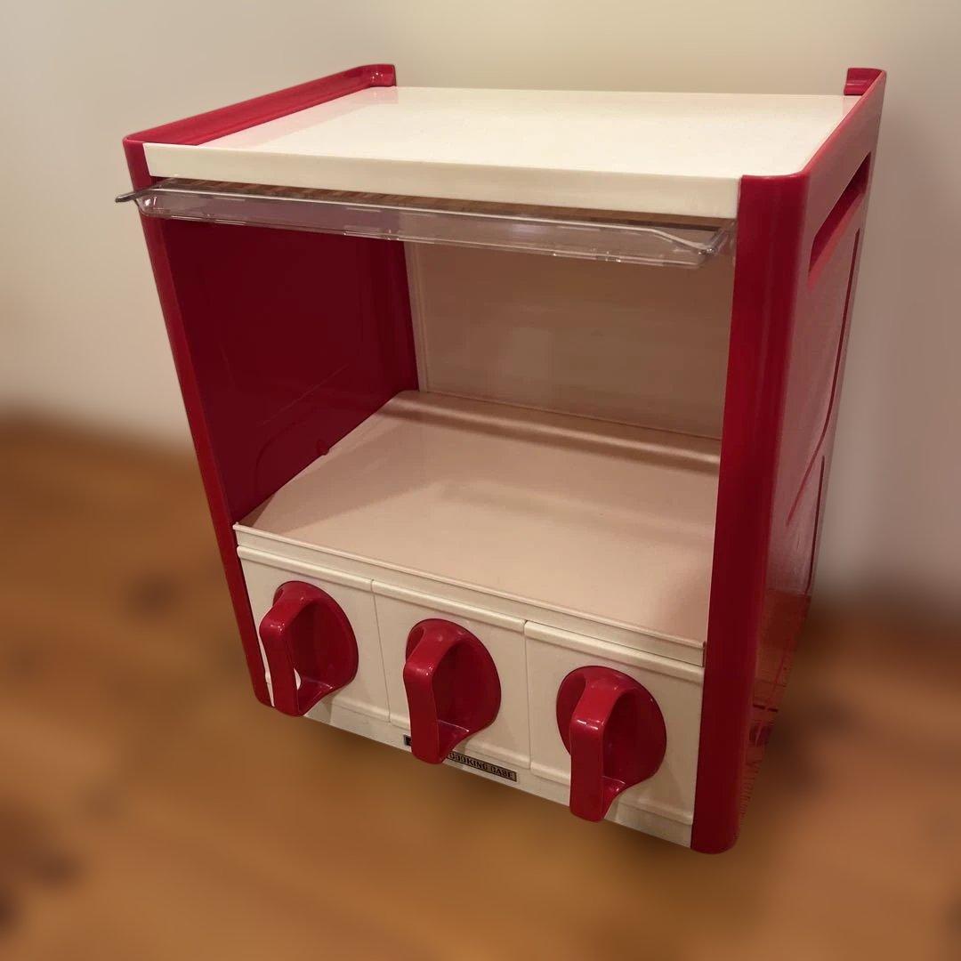 昭和レトロ　キッチンラック　クッキングケース　調味料入れケース　赤　未使用