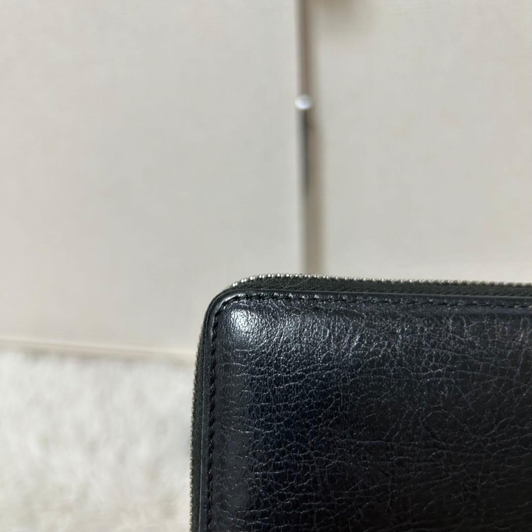 【美品✨エッセンシャル】バレンシアガ　ラウンドジップ　レザー　ブラック　男女兼用