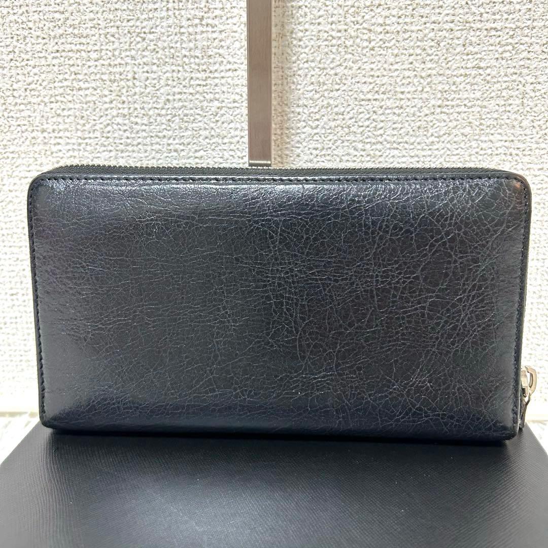 【美品✨エッセンシャル】バレンシアガ　ラウンドジップ　レザー　ブラック　男女兼用