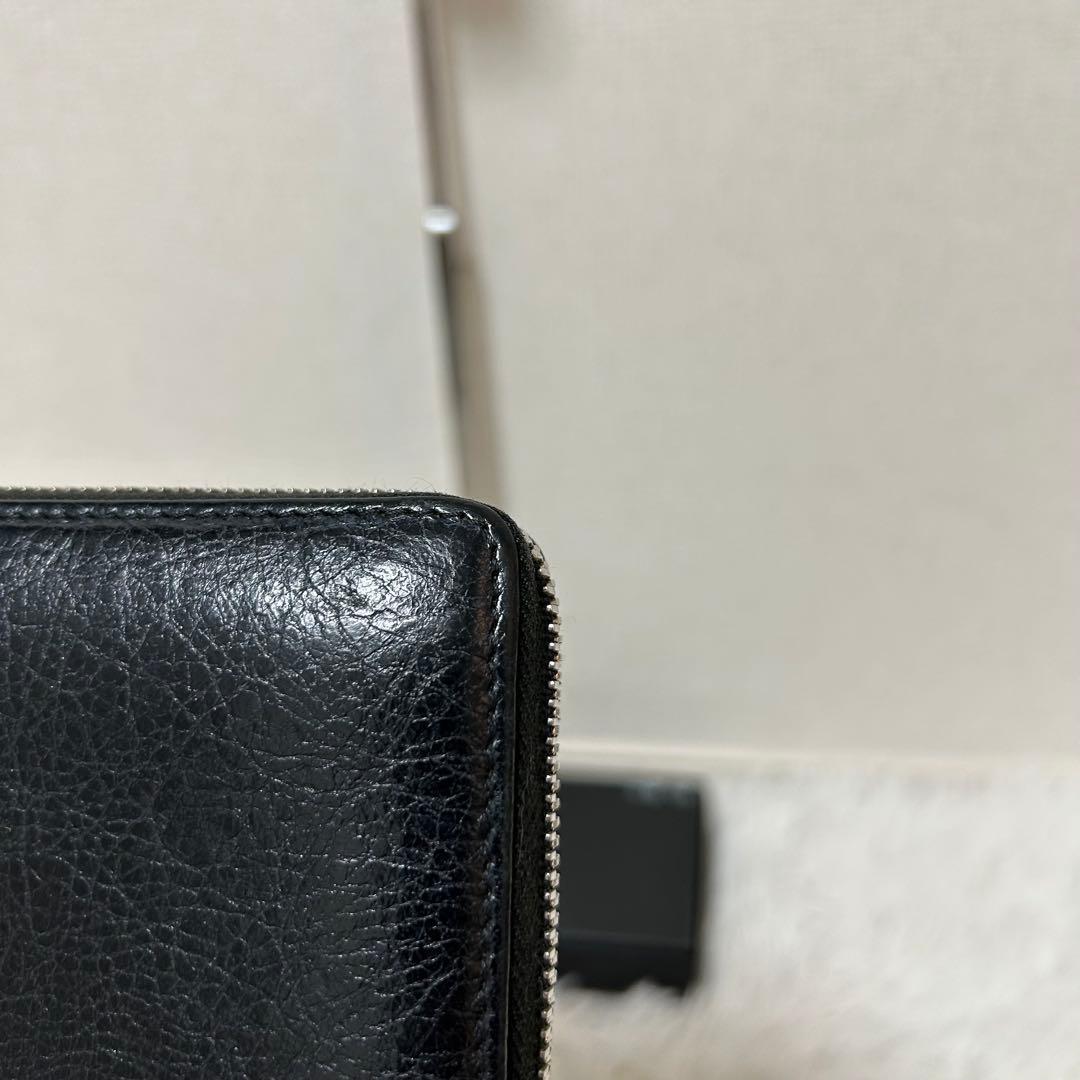 【美品✨エッセンシャル】バレンシアガ　ラウンドジップ　レザー　ブラック　男女兼用