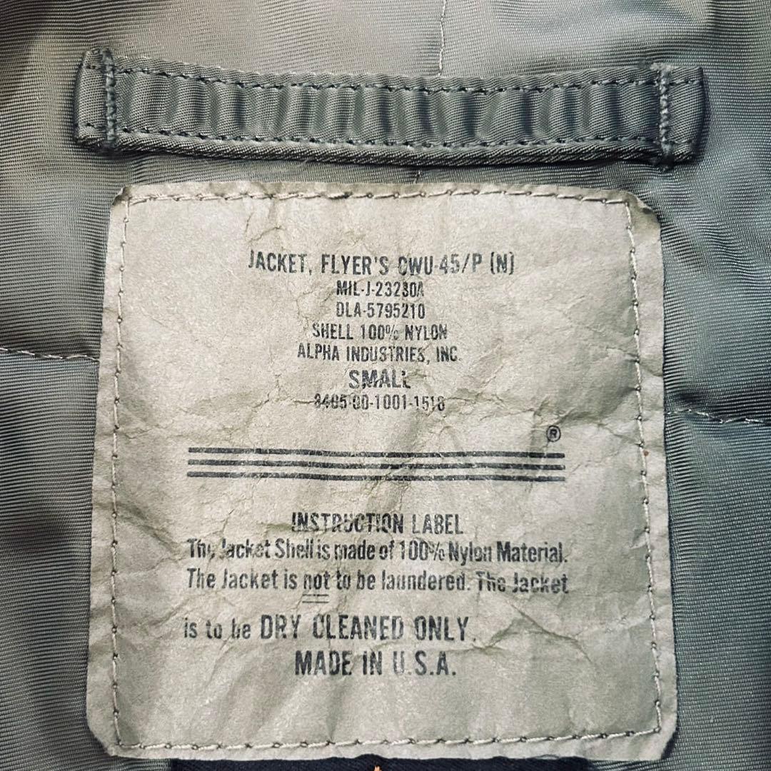 希少 90s ALPHA CWU-45 USA製 フライトジャケット ベルクロ