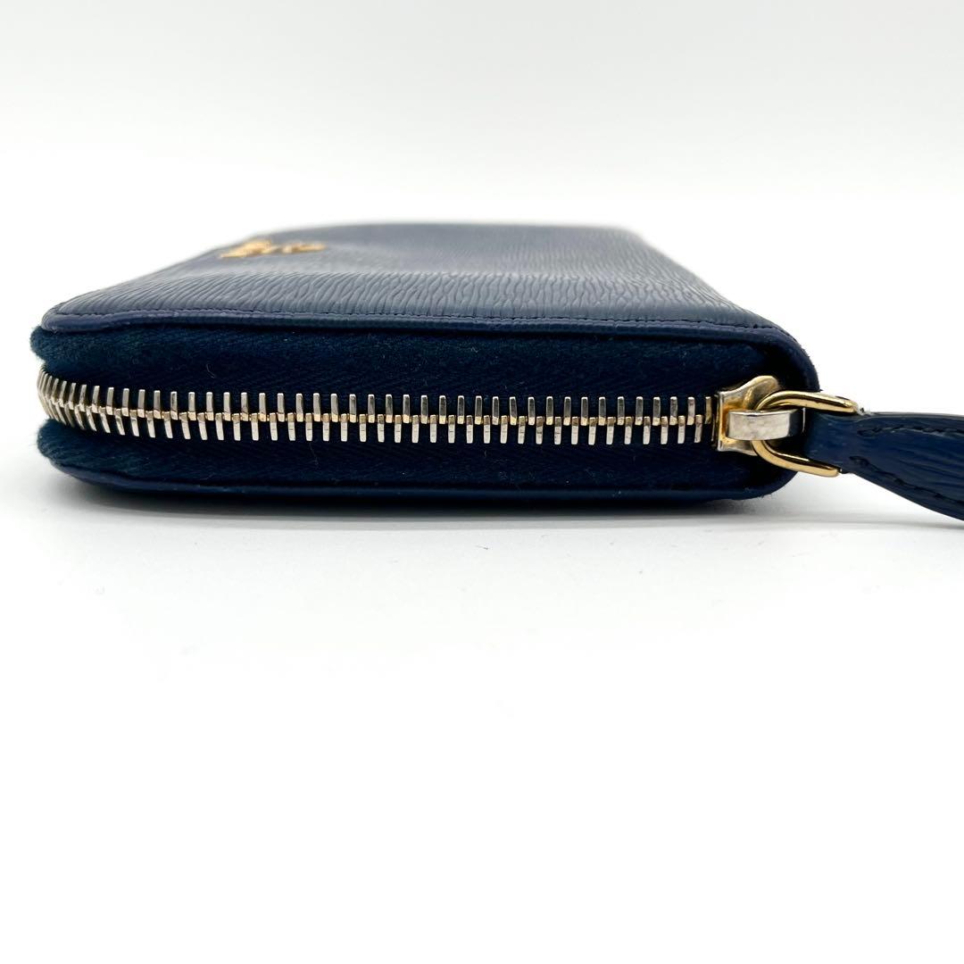 【美品】PRADA ヴィッテロムーヴ　ラウンドファスナー　ゴールド金具　ブルー