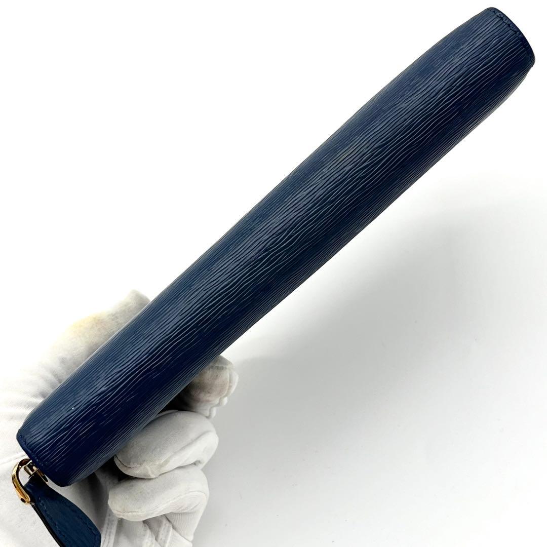 【美品】PRADA ヴィッテロムーヴ　ラウンドファスナー　ゴールド金具　ブルー