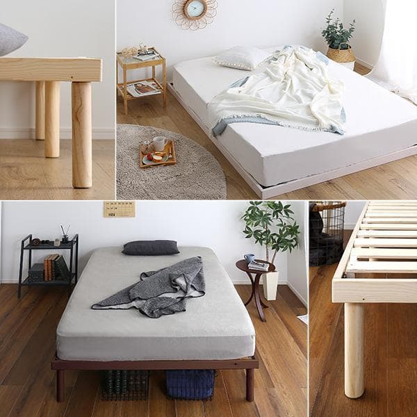北欧パイン材すのこベッド ダブル ホワイトウォッシュ [7195]