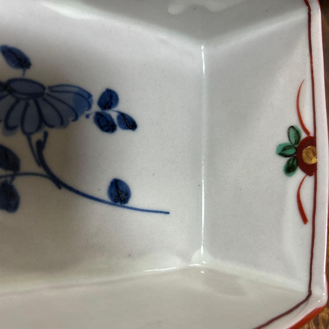 美濃焼　幸兵衛窯　五代 加藤幸兵衛造　金彩赤呉須　扇形向付　手びねり手描き　5個