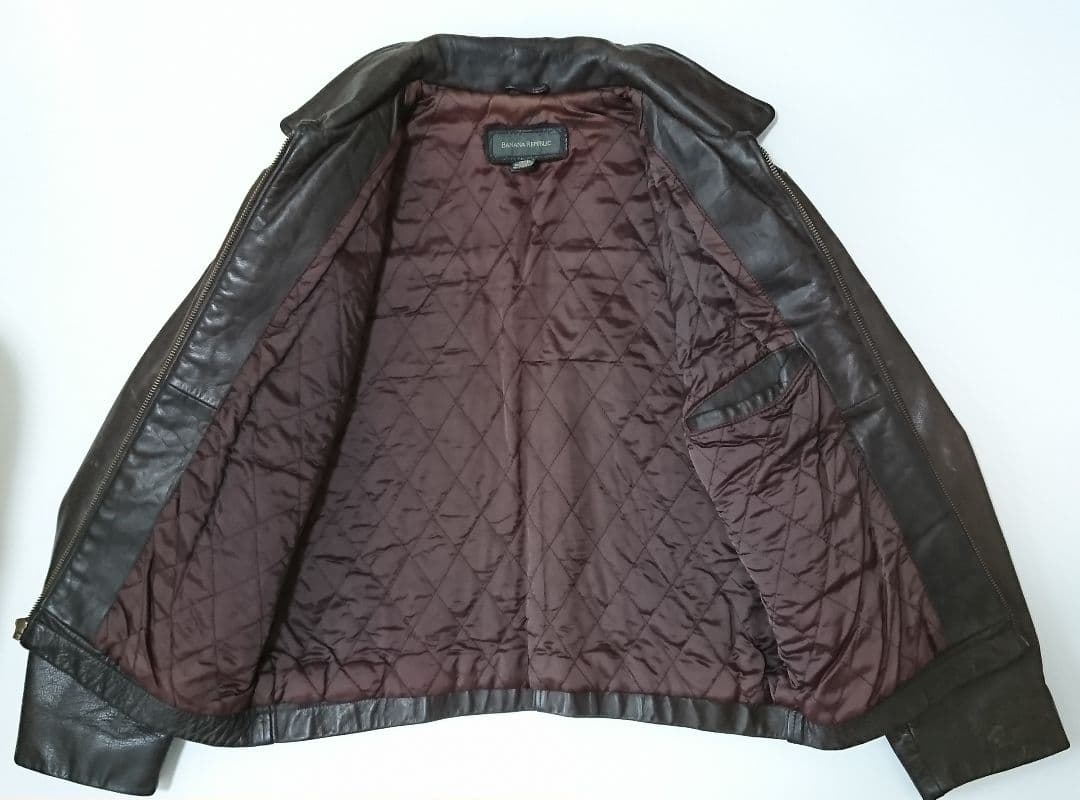 バナナリパブリック✨シングルライダースジャケット M ブラウン カウレザー 牛革