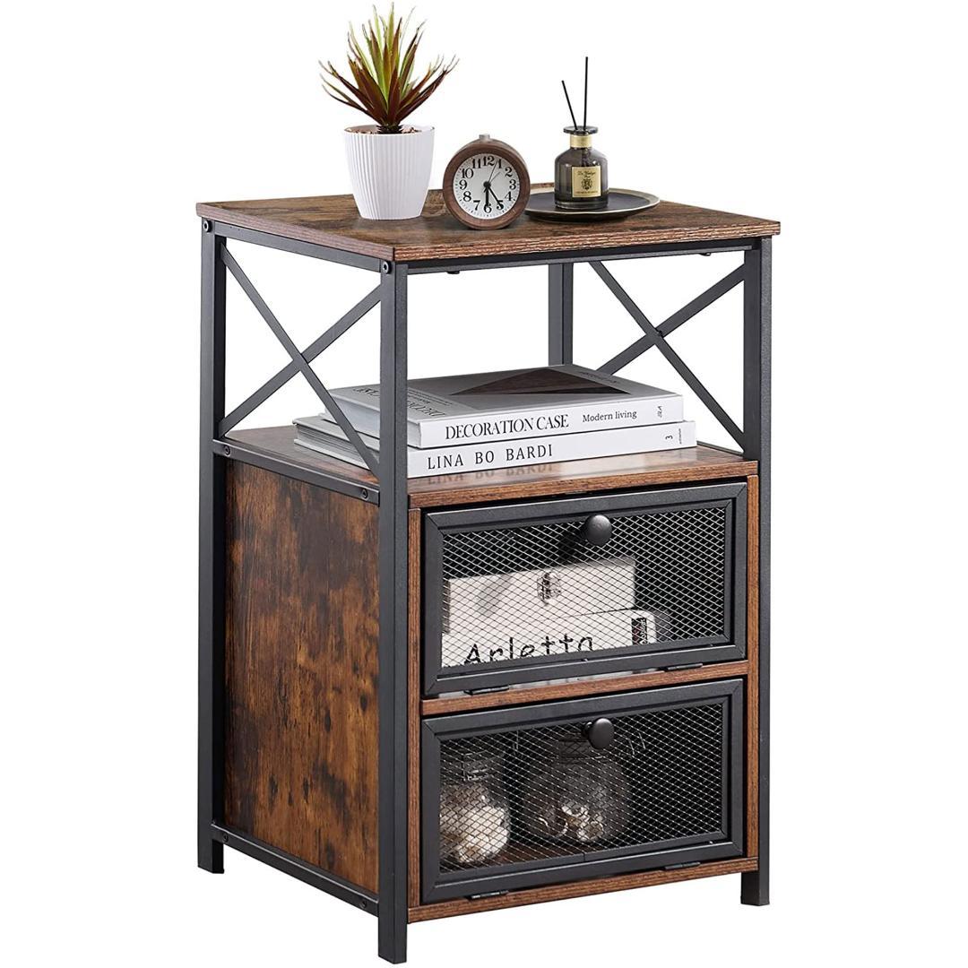 ベッドブラウン 403560cm 収納付き サイドテーブル 引き出し