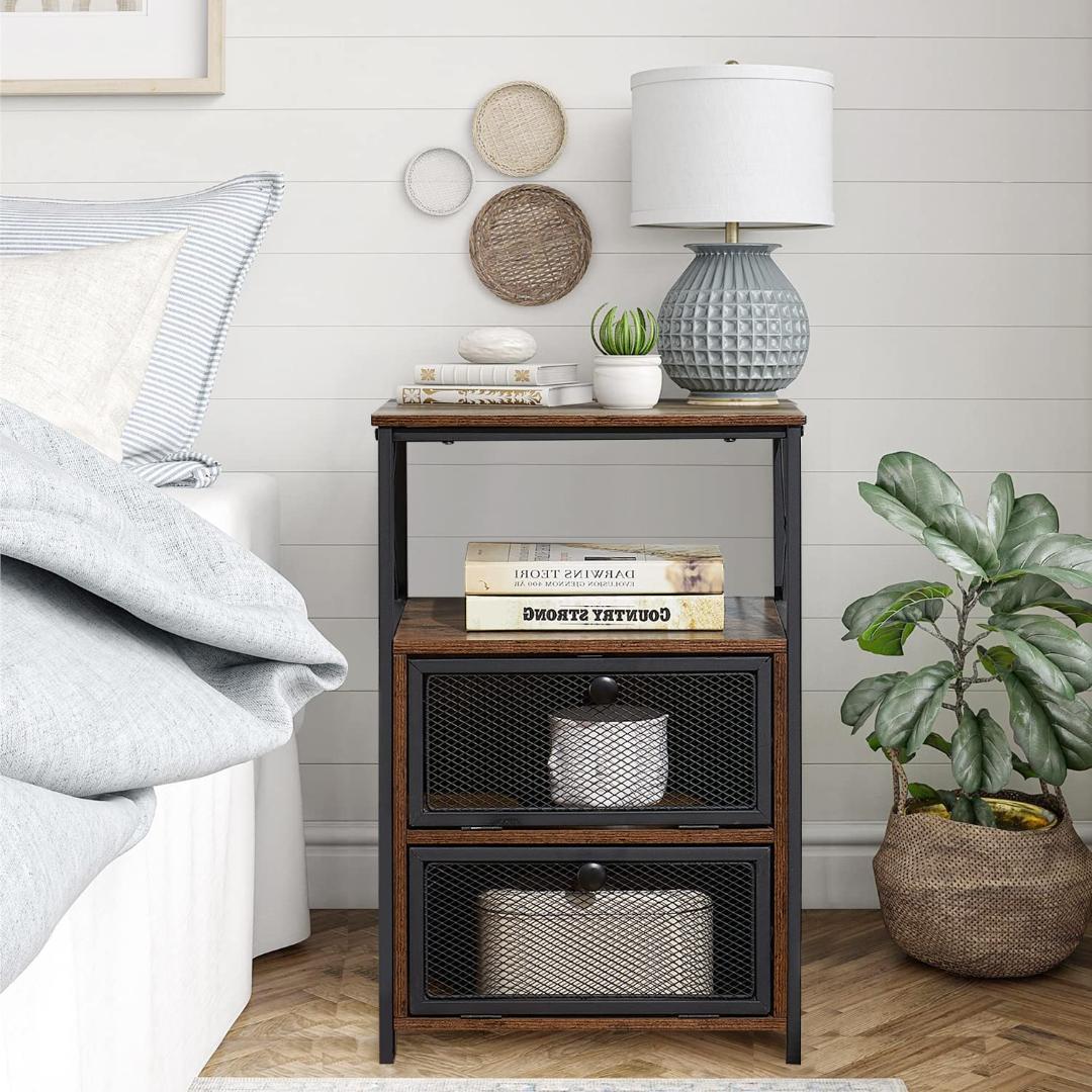 ベッドブラウン 403560cm 収納付き サイドテーブル 引き出し