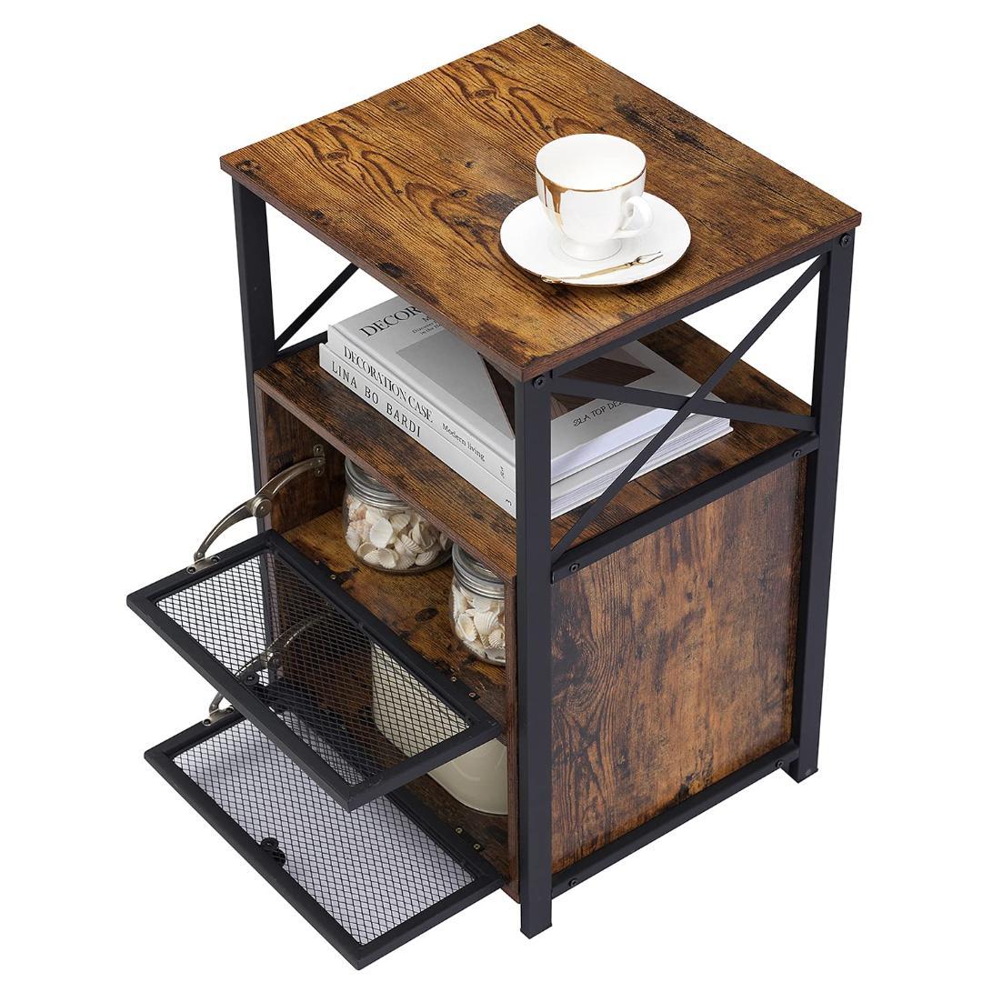 ベッドブラウン 403560cm 収納付き サイドテーブル 引き出し