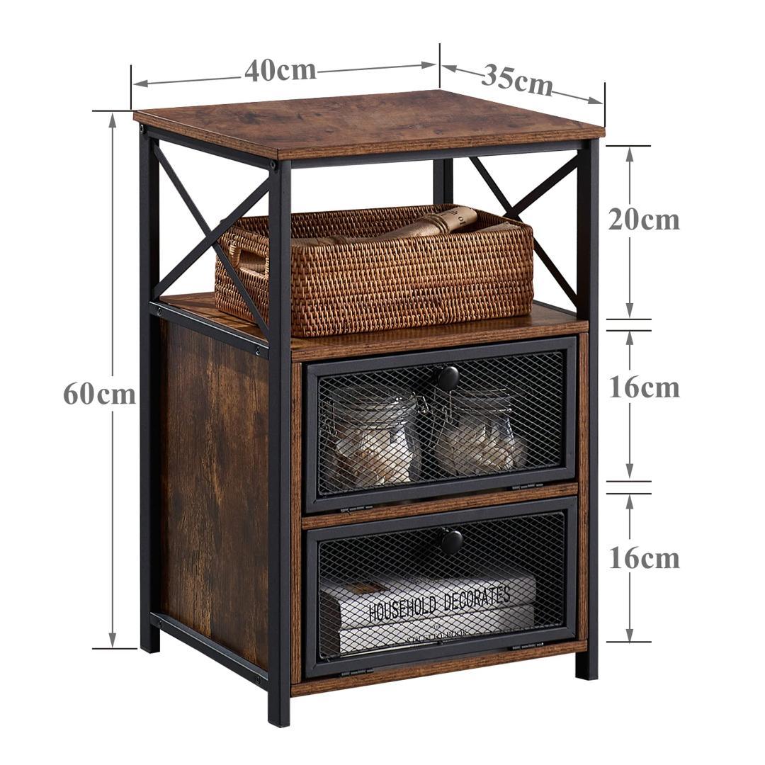 ベッドブラウン 403560cm 収納付き サイドテーブル 引き出し