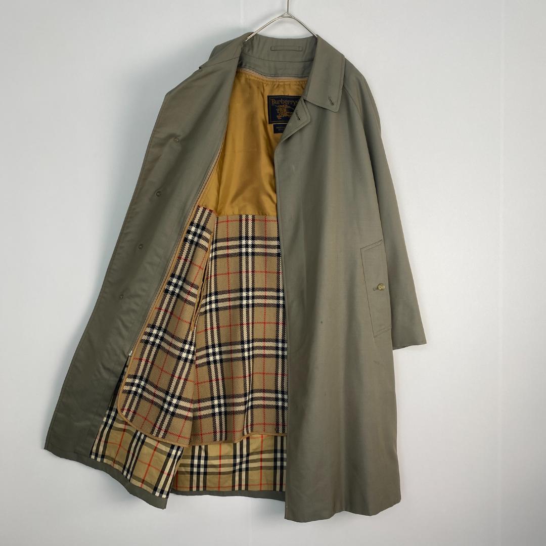 バーバリー　ステンカラーコート　ノバチェック　インナー付き　シルク　ウール