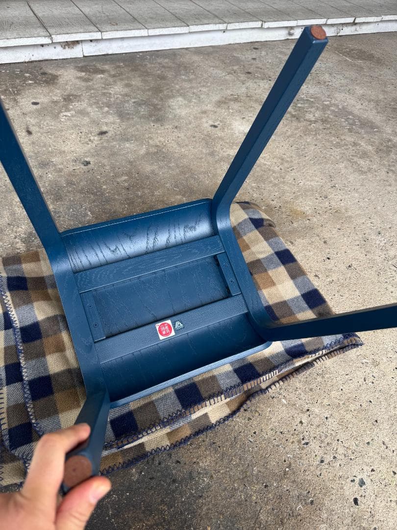 旭川家具 匠工芸 TAPEREDスツールA ロータイプ オーク 張座 ネイビー