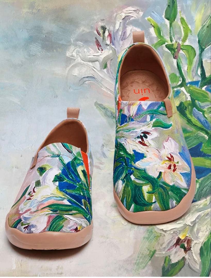 ♥️UIN♥️アートトラベルシューズ YAWNING LILYキャンパス・レディース