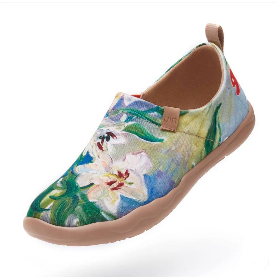 ♥️UIN♥️アートトラベルシューズ YAWNING LILYキャンパス・レディース