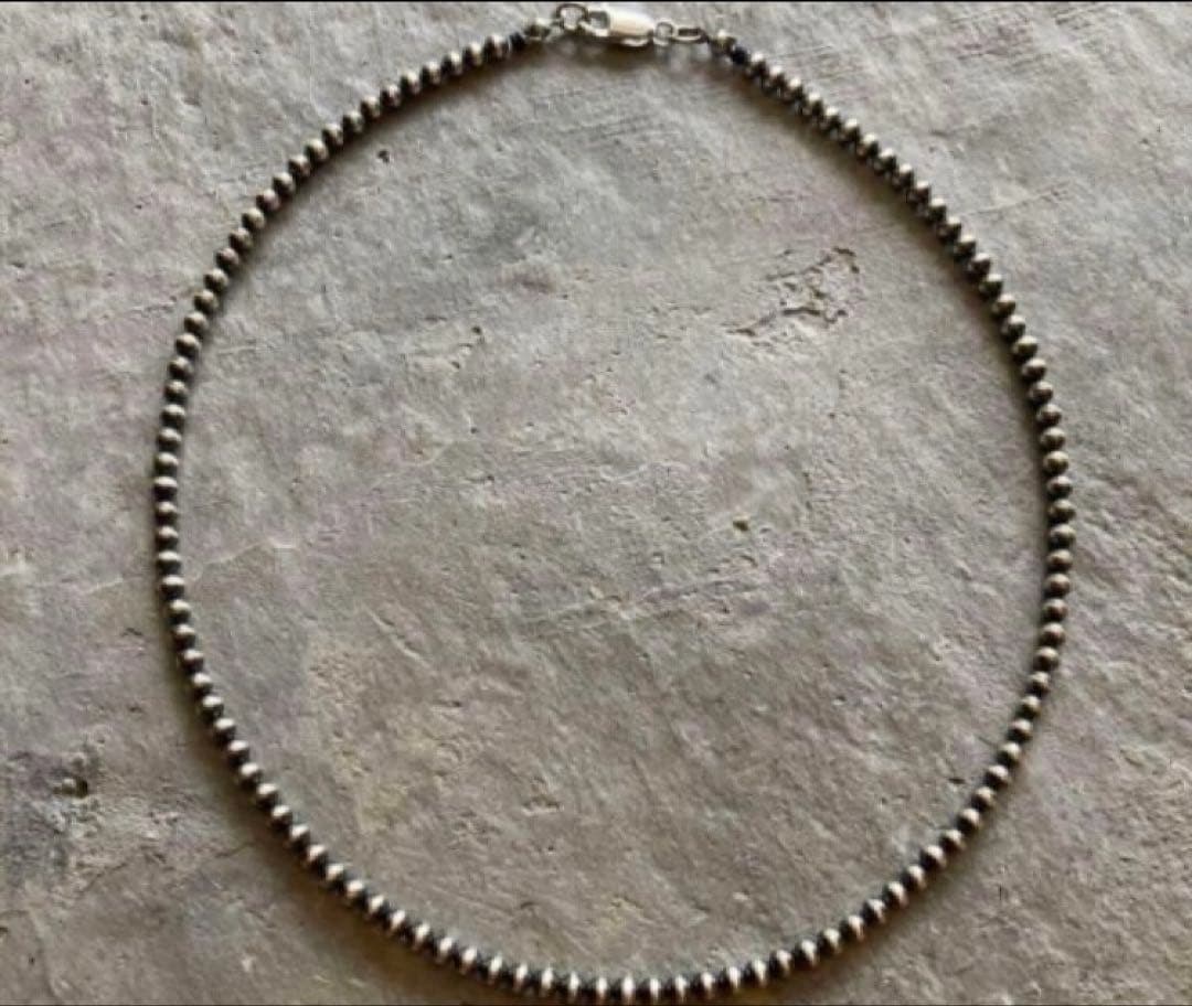 SV925製 ナバホパール 45㎝ 4ミリ　シンプルネックレス　ナバホ