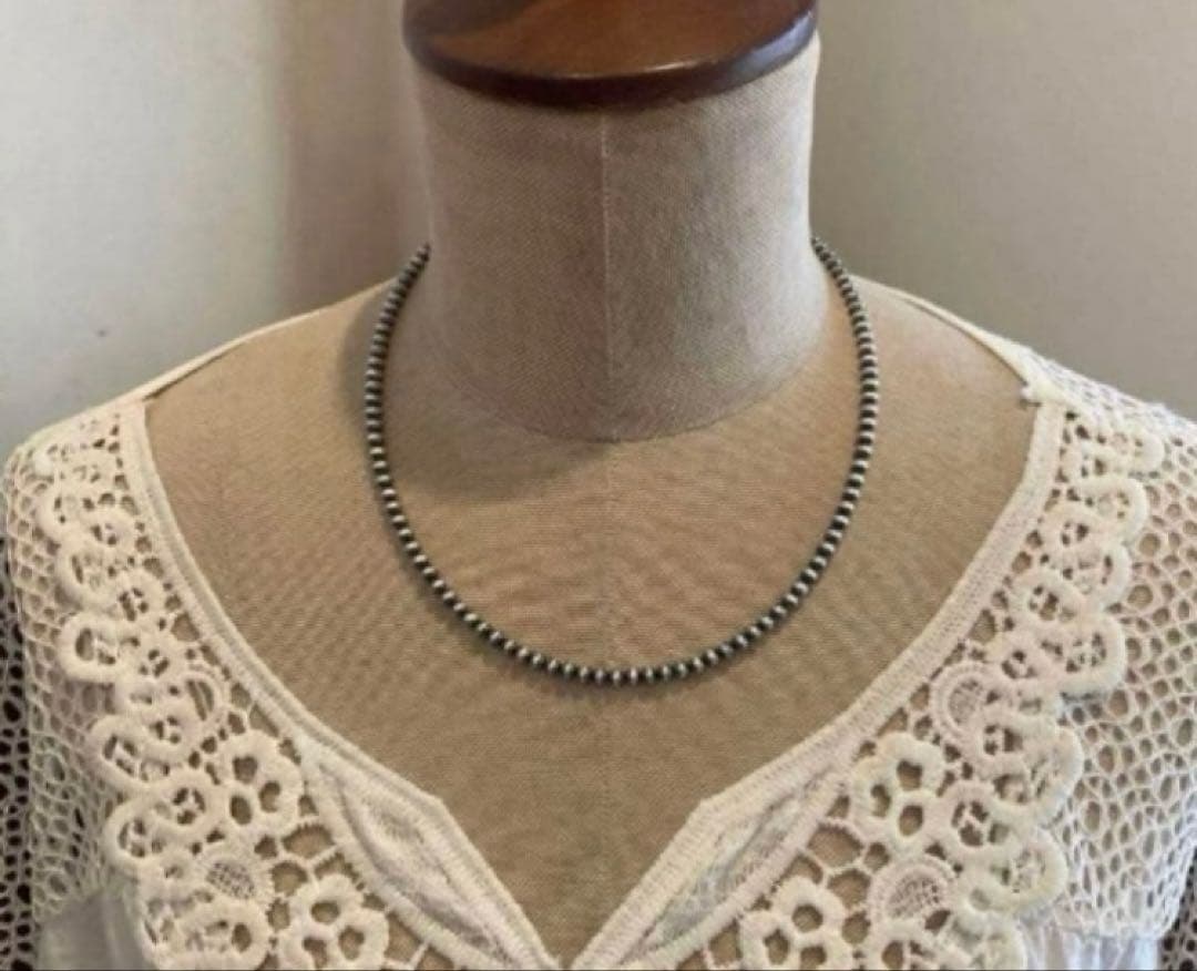 SV925製 ナバホパール 45㎝ 4ミリ　シンプルネックレス　ナバホ