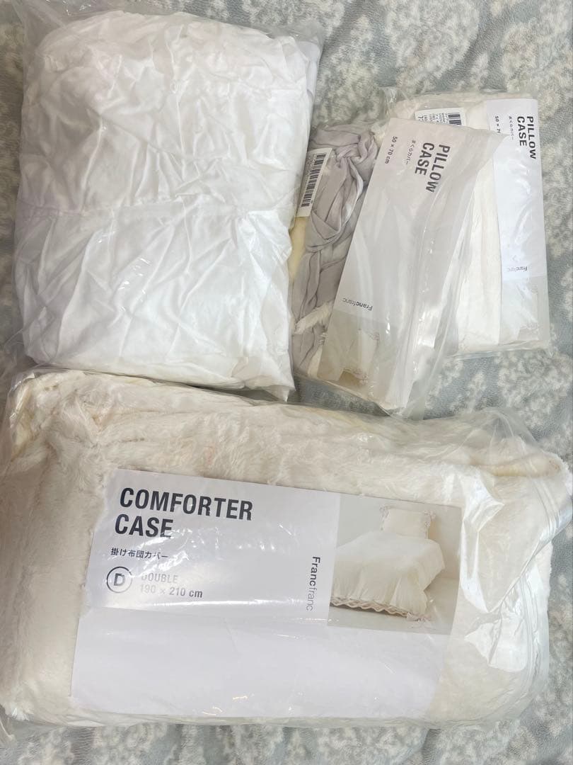 Francfranc リボン ダブル掛け布団カバーセット 4点