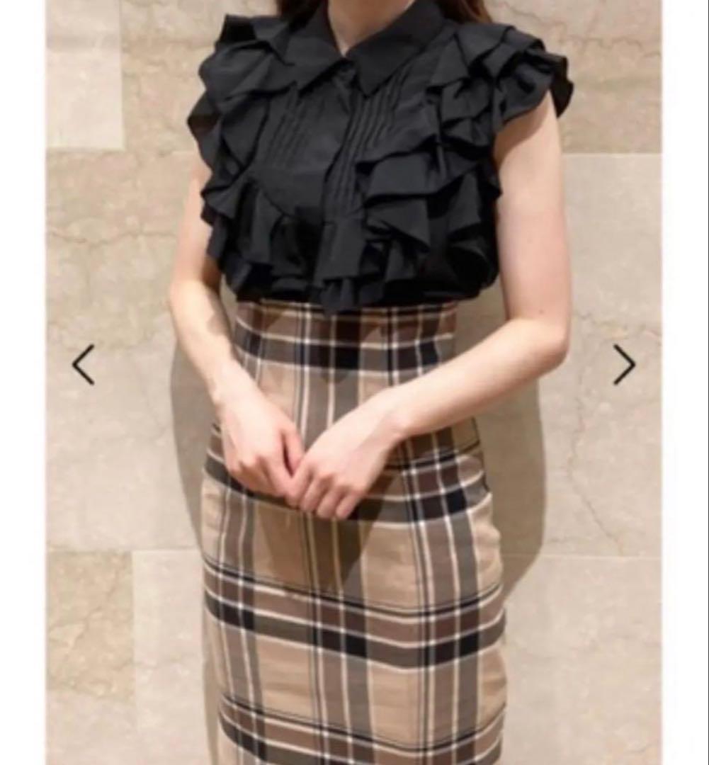 新品未使用　スナイデル ハイウエストタイトヘムフレアチェックスカート