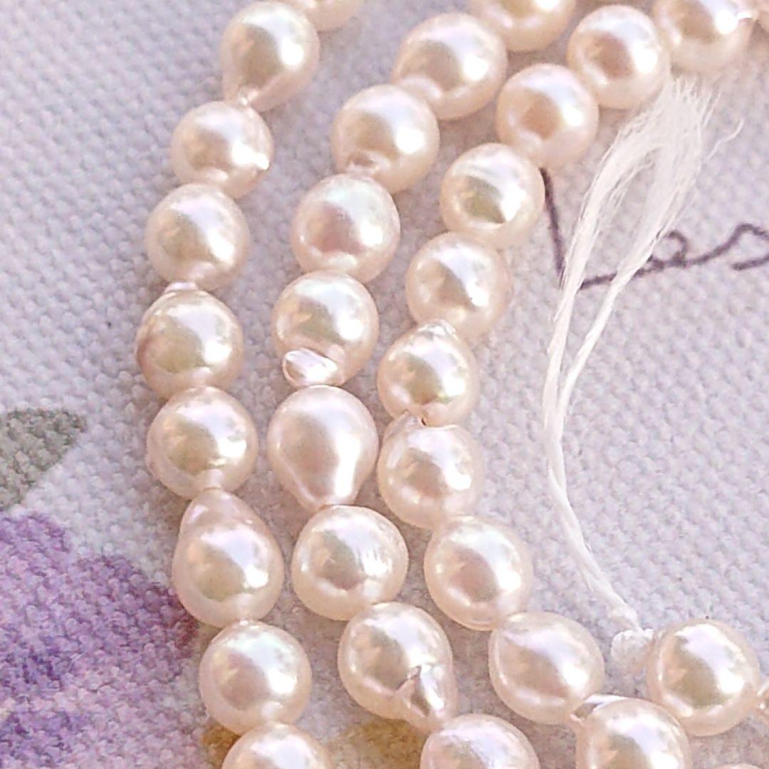 伊勢志摩産あこや真珠　ベビーパール　バロック　一連　ハンドメイド材料　加工不可