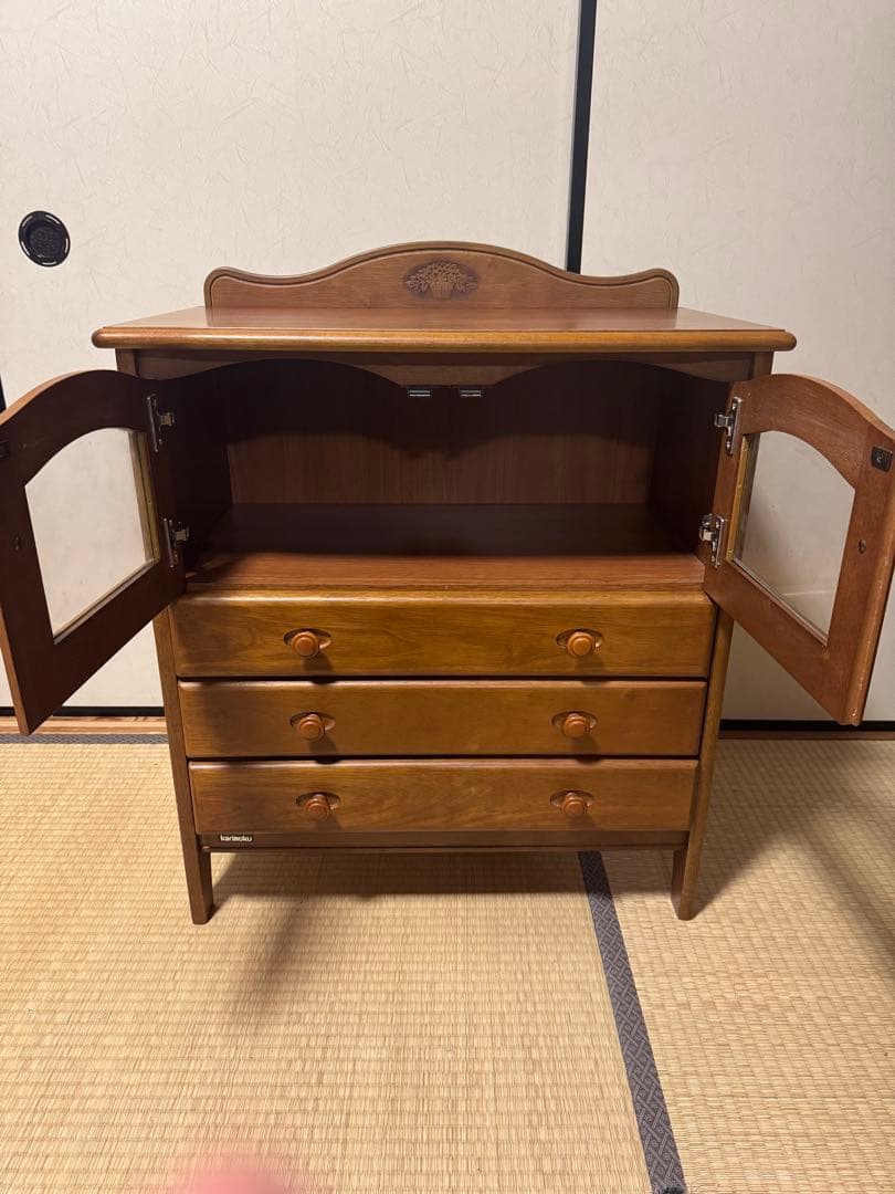 karimoku オールドカリモク キャビネット 木製ガラス扉キャビネット