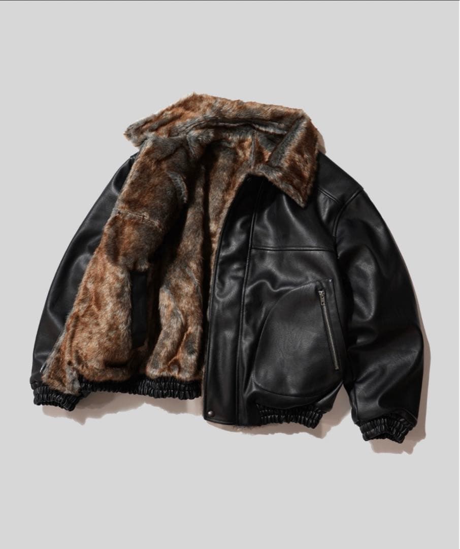 Camphorwood フェイクレザーファー2wayフライトジャケット