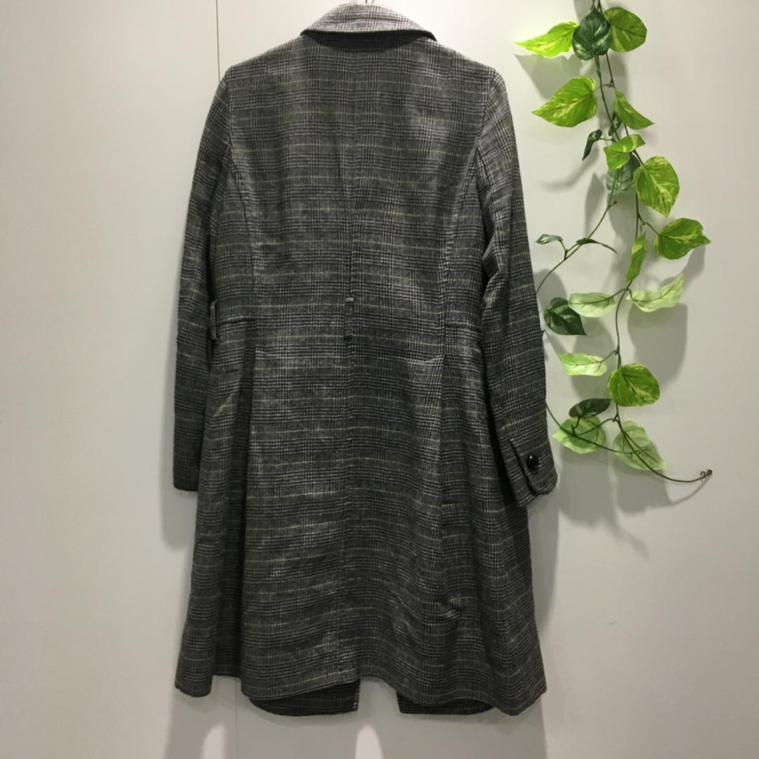 ポールスミス ロングコート　黒 グレンチェック柄 42 グレー系 ダブルボタン