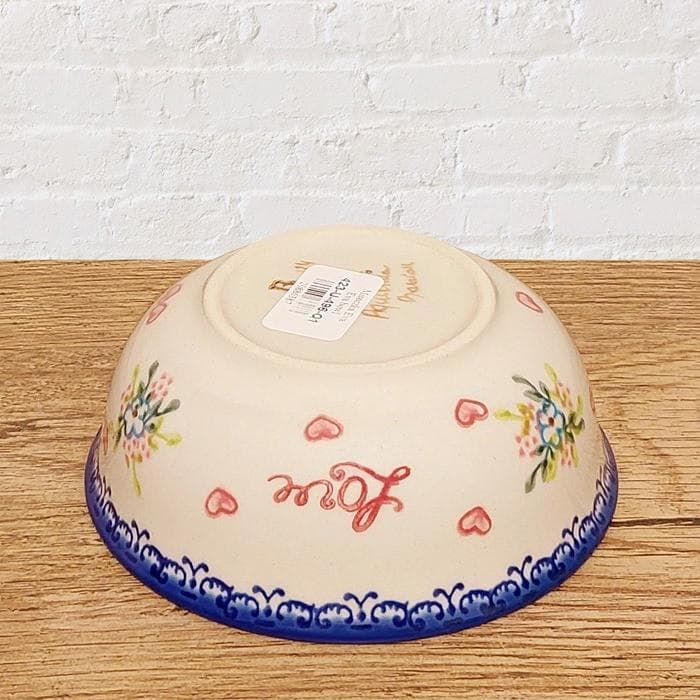ポーリッシュポタリーポーランド食器◆小鉢V423-U496LOVE花柄ピンク